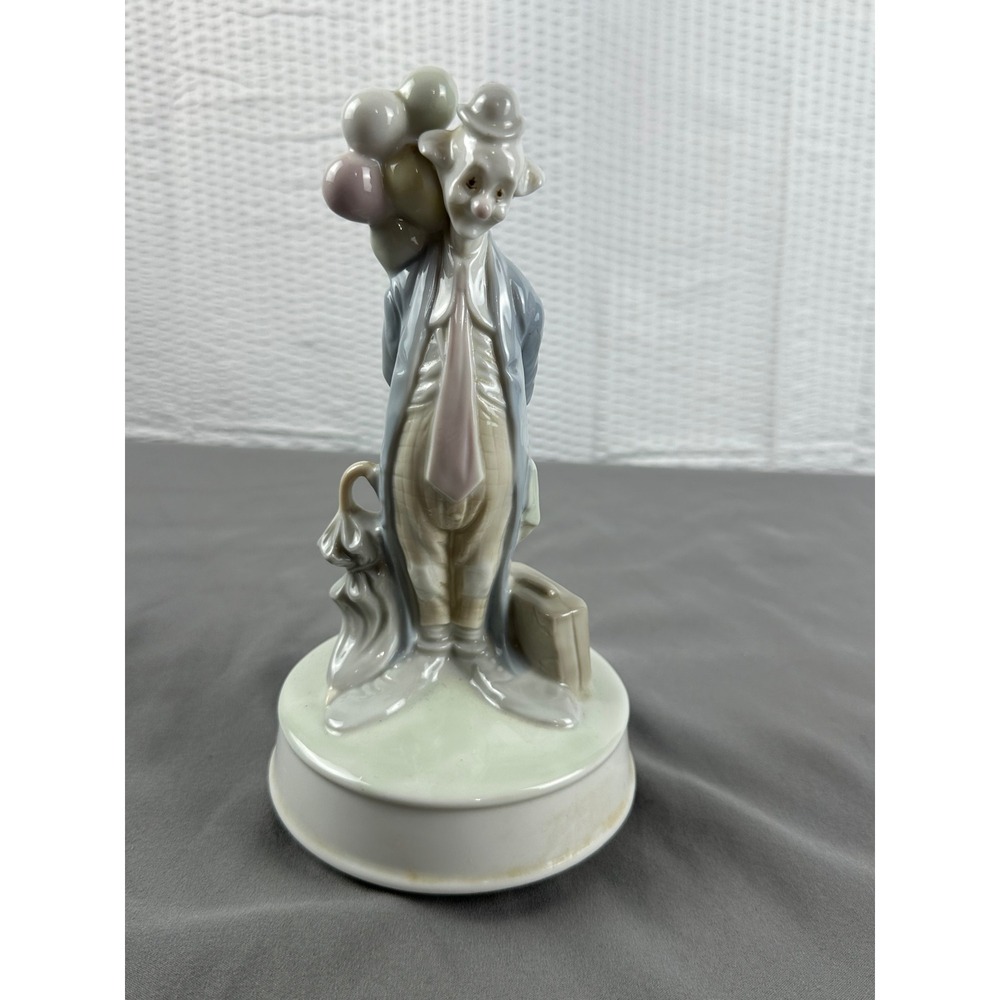 Arnart Clown Music Box Figurine Balloons Umbrella 1986 Japan Vintage